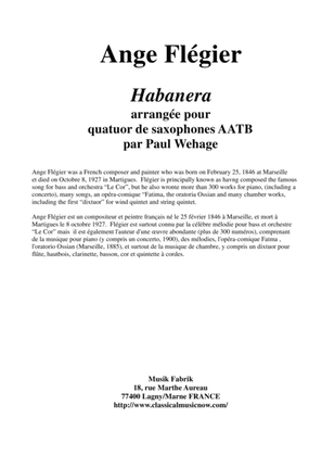Ange Flégier: Habanera, arranged for 2 alto saxophones, tenor saxophone and baritone saxophone