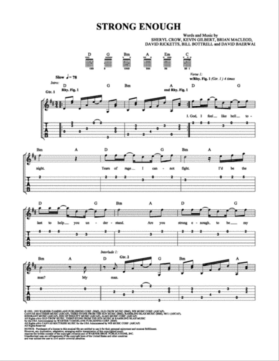 Strong Enough Easy Guitar scores gallery preview page 1