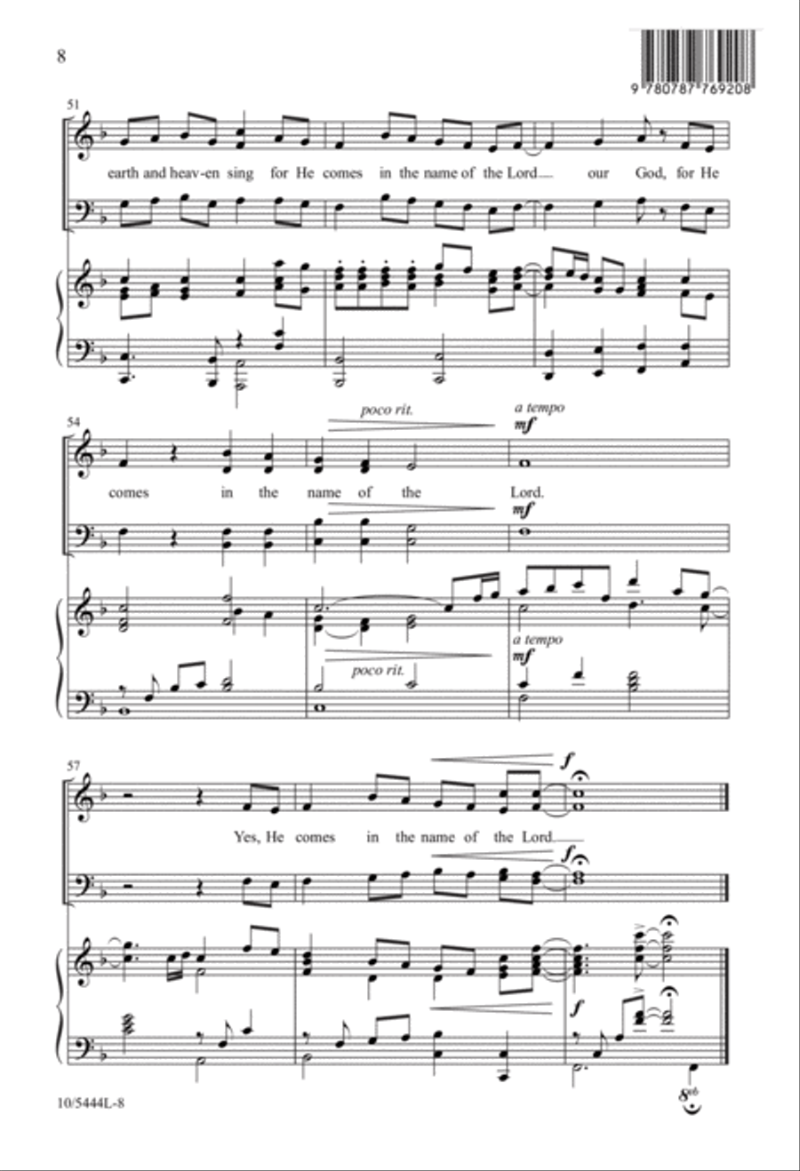 Hosanna to the King Who Comes! 4-Part scores gallery preview page 8