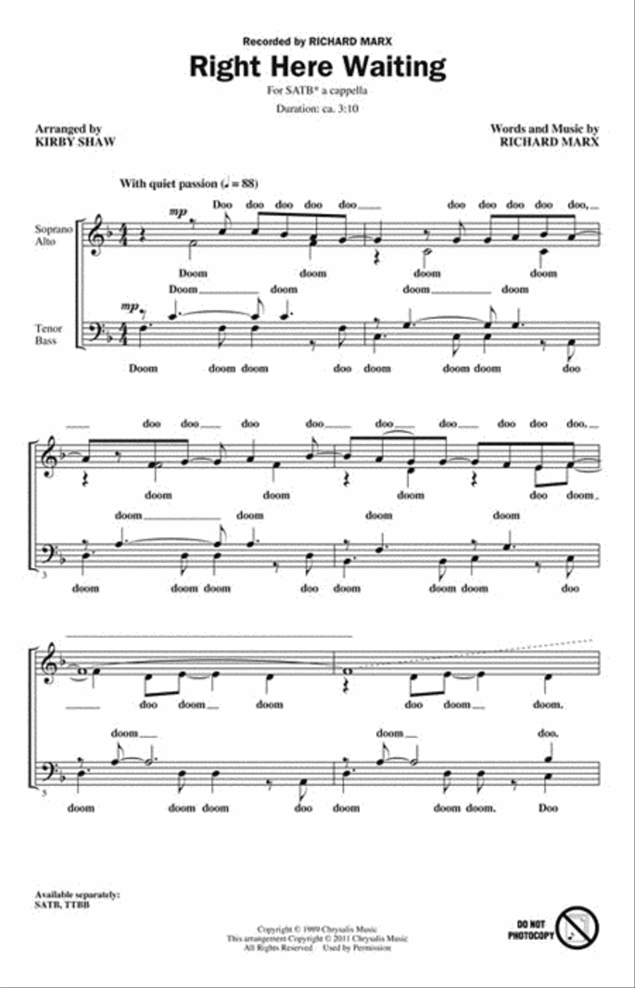 Right Here Waiting 4-Part scores gallery preview page 2