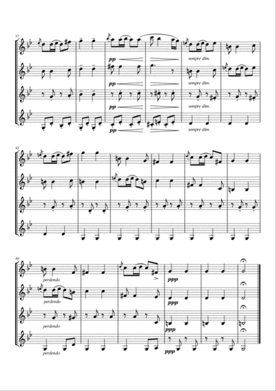 Schubert : Moment Musical (Moments Musicaux) op.94, No.3 for Clarinet Quartet Clarinet Quartet scores gallery preview page 3