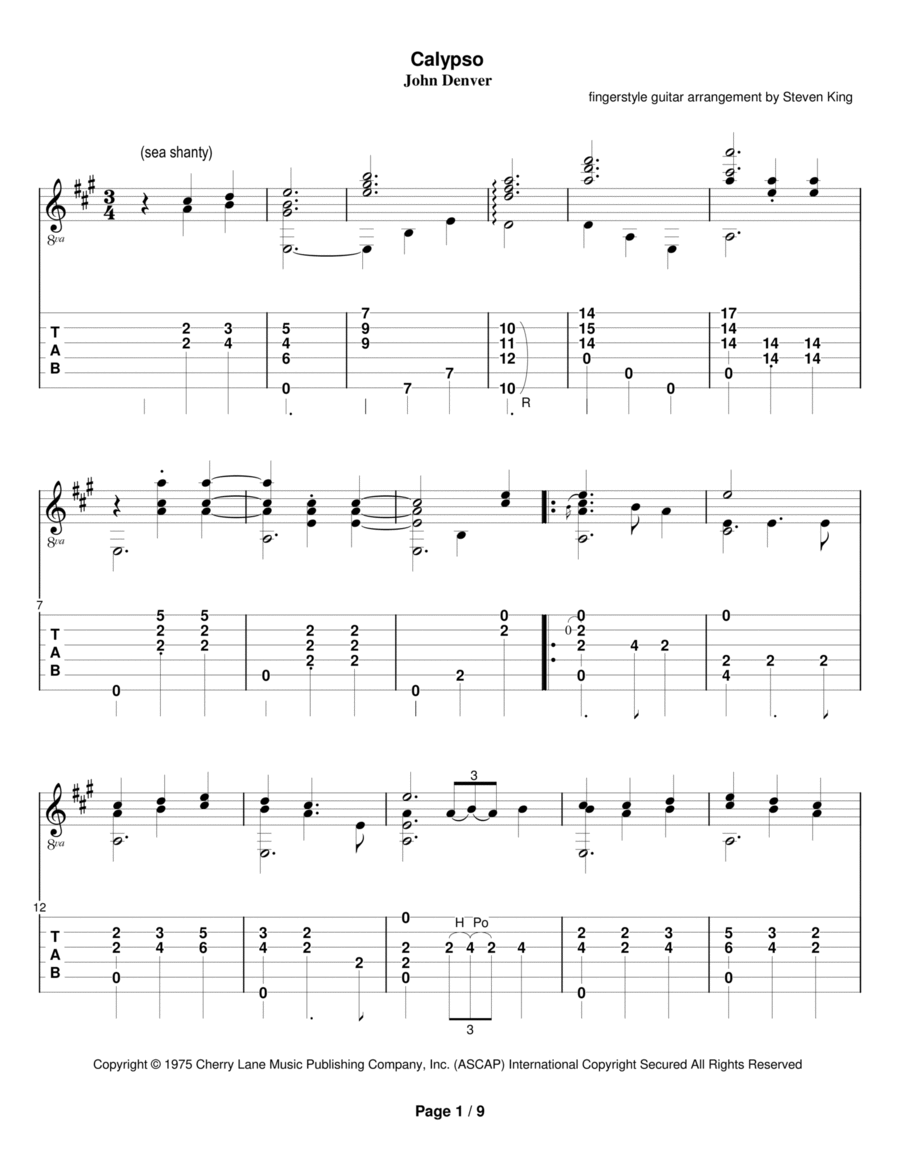 Calypso Acoustic Guitar scores gallery preview page 1