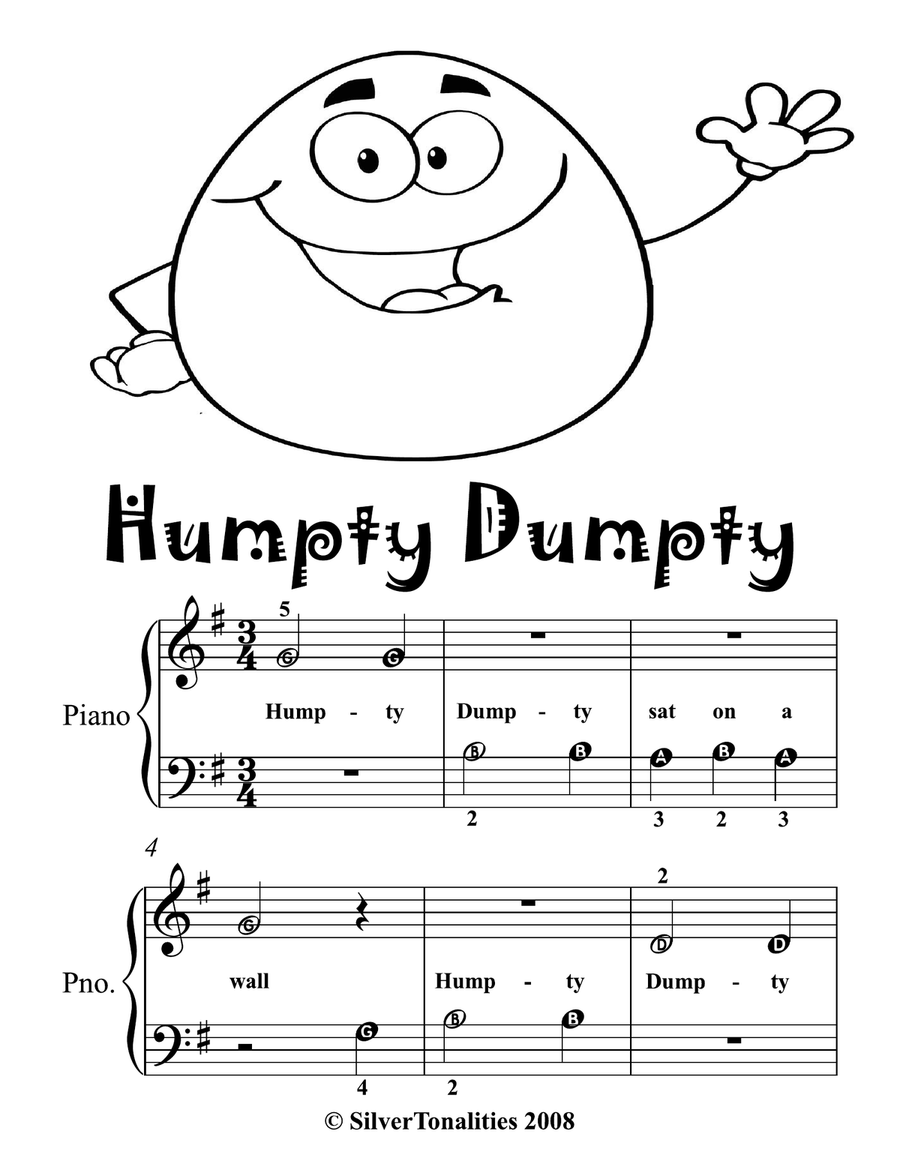 Humpty Dumpty Beginner Piano Sheet Music Piano Method scores gallery preview page 2