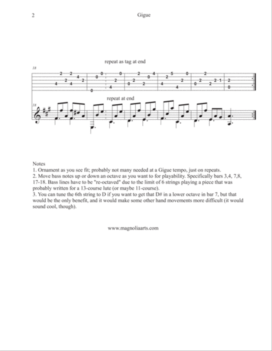 Four Lute Transcriptions for guitar + tab Lute scores gallery preview page 5