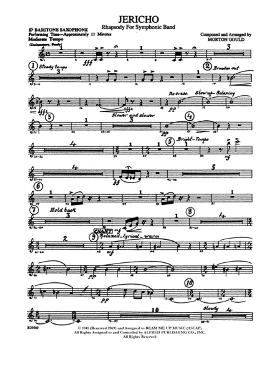 Jericho: E-flat Baritone Saxophone Concert Band scores gallery preview page 1