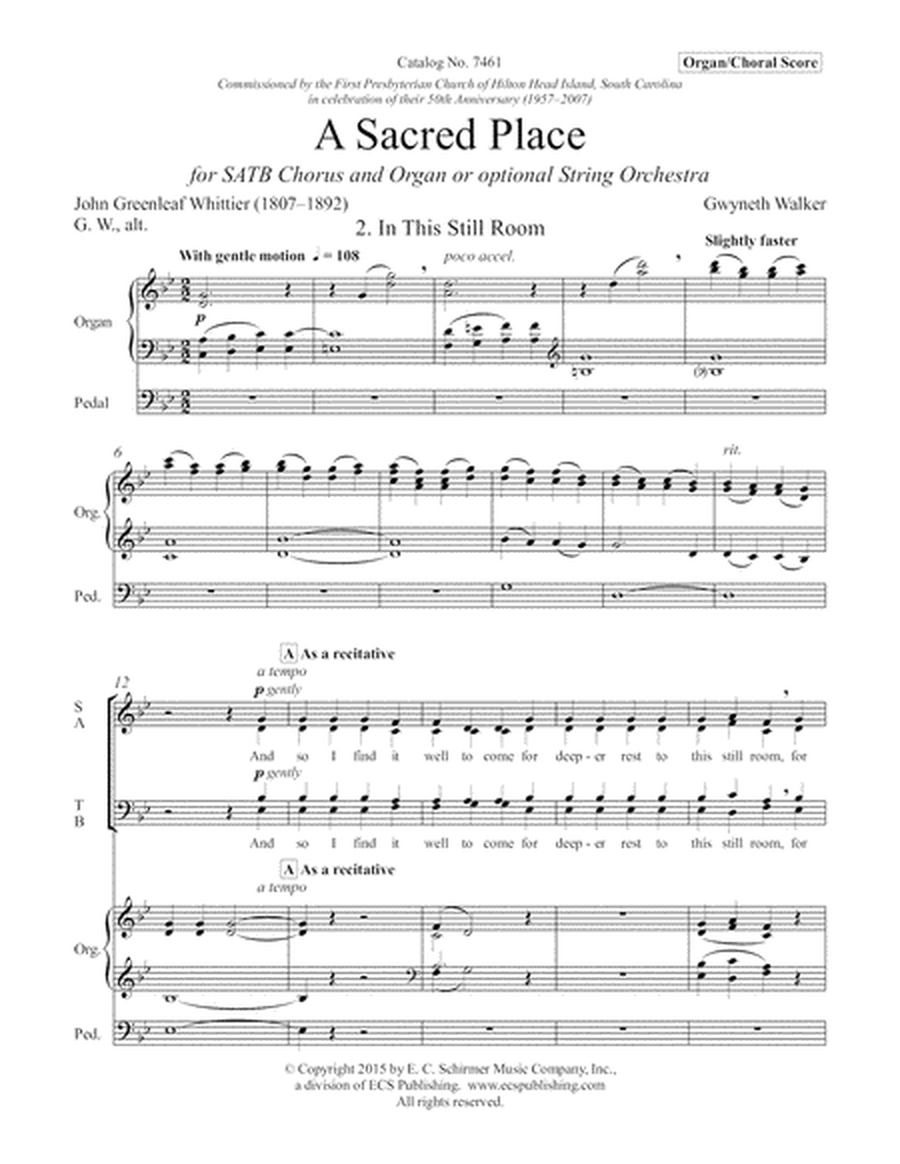 A Sacred Place: 2. In This Still Room (Downloadable Organ/Choral Score)