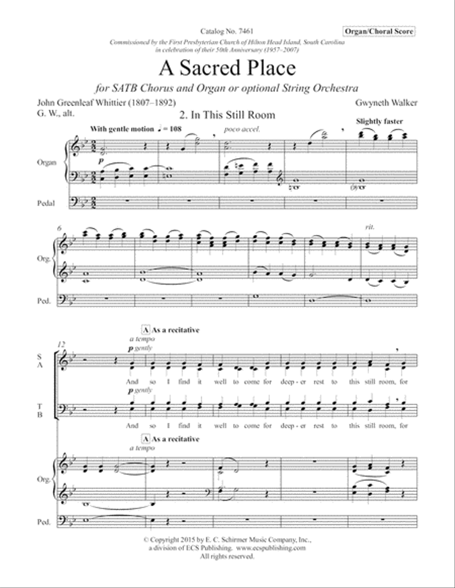 A Sacred Place: 2. In This Still Room (Downloadable Organ/Choral Score)