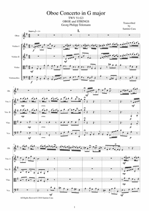 Telemann - Concerto in G major TWV51-G3 for Oboe and Strings