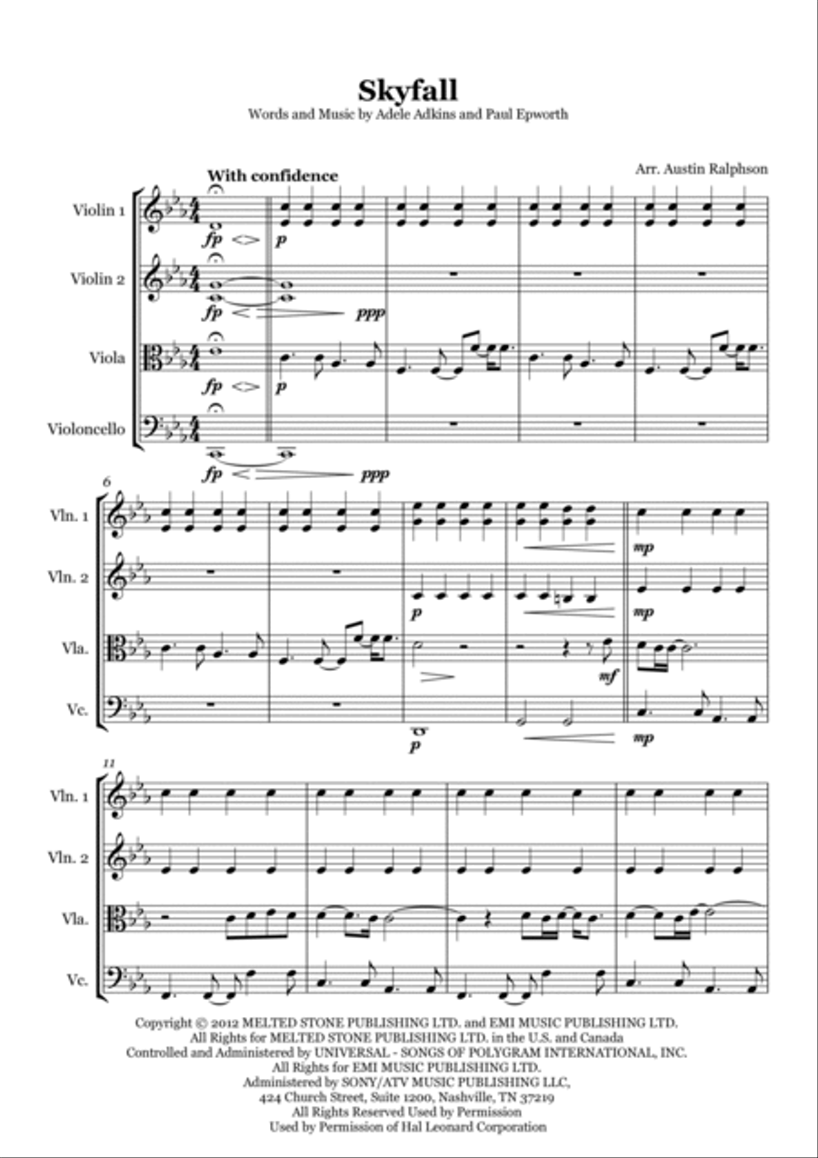 Skyfall String Quartet scores gallery preview page 3