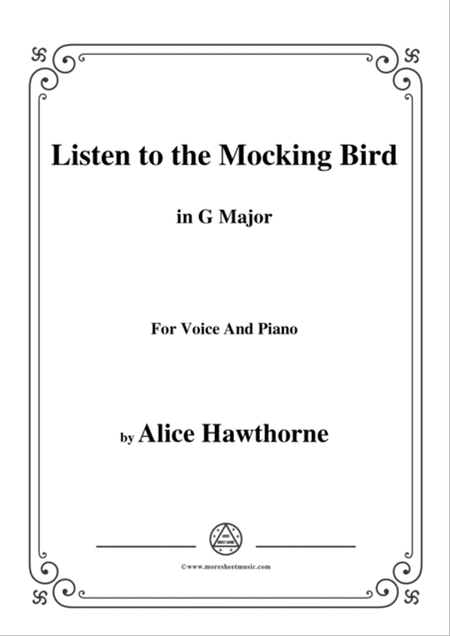 Alice Hawthorne-Listen to the Mocking Bird,in G Major,for Voice&Piano Voice scores gallery preview page 1