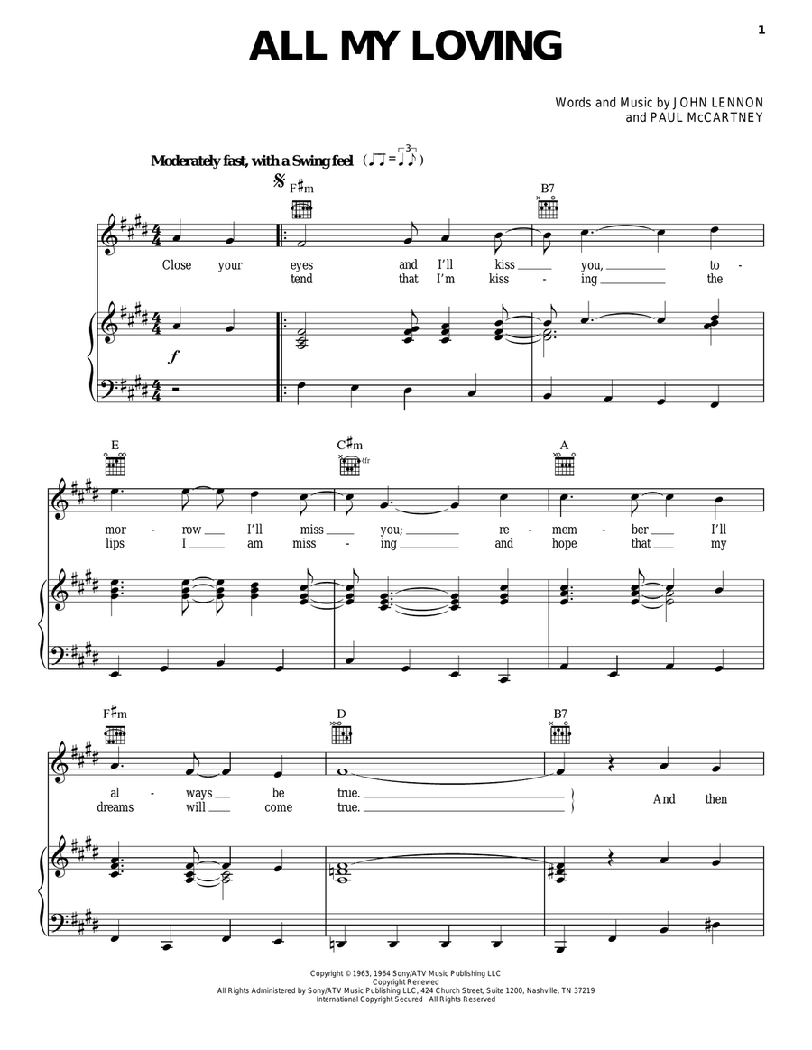 All My Loving All My Loving Acoustic Guitar scores gallery preview page 1