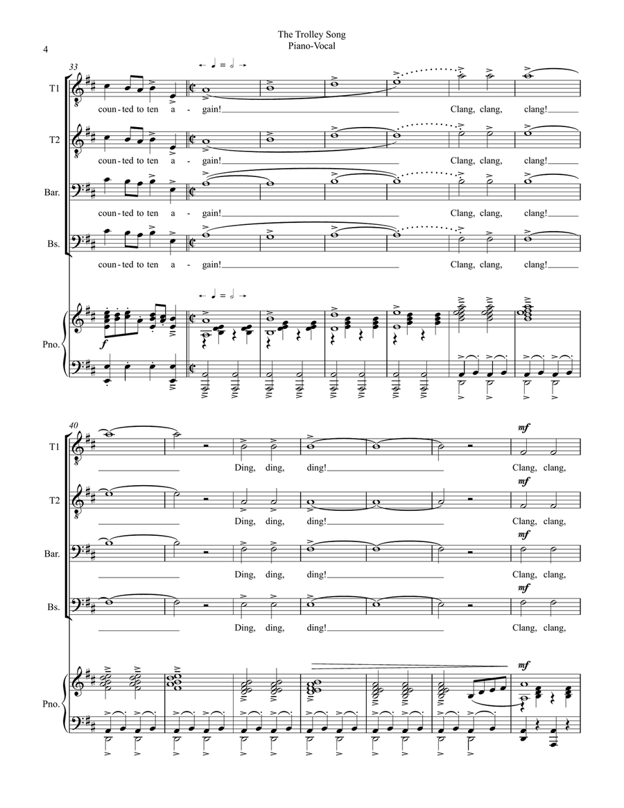 The Trolley Song TTBB scores gallery preview page 4