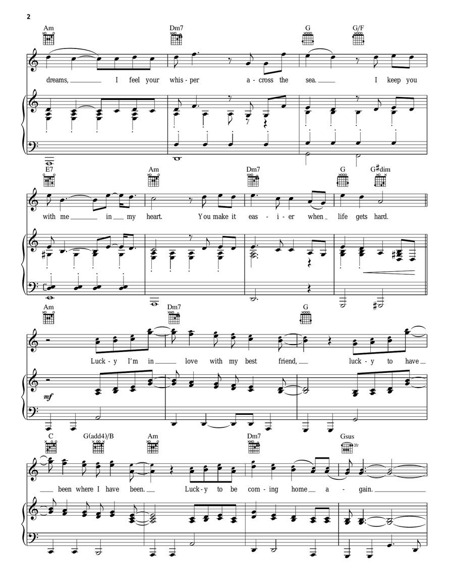 Lucky Piano, Vocal, Guitar scores gallery preview page 2