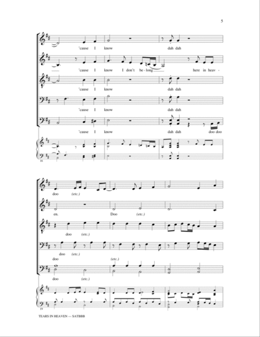 Tears In Heaven (arr. Christopher Gabbitas) 4-Part scores gallery preview page 4