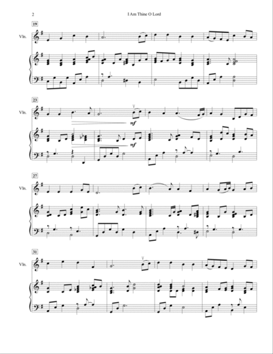 I Am Thine, O Lord, for Violin and Piano Violin Solo scores gallery preview page 3