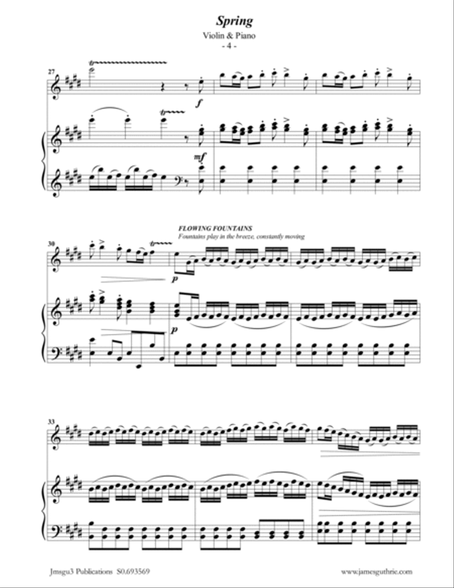 Vivaldi: Spring from the Four Seasons for Violin & Piano Violin Solo scores gallery preview page 4