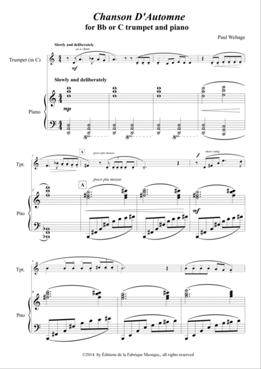 Chanson d'Automne Chamber Music scores gallery preview page 2