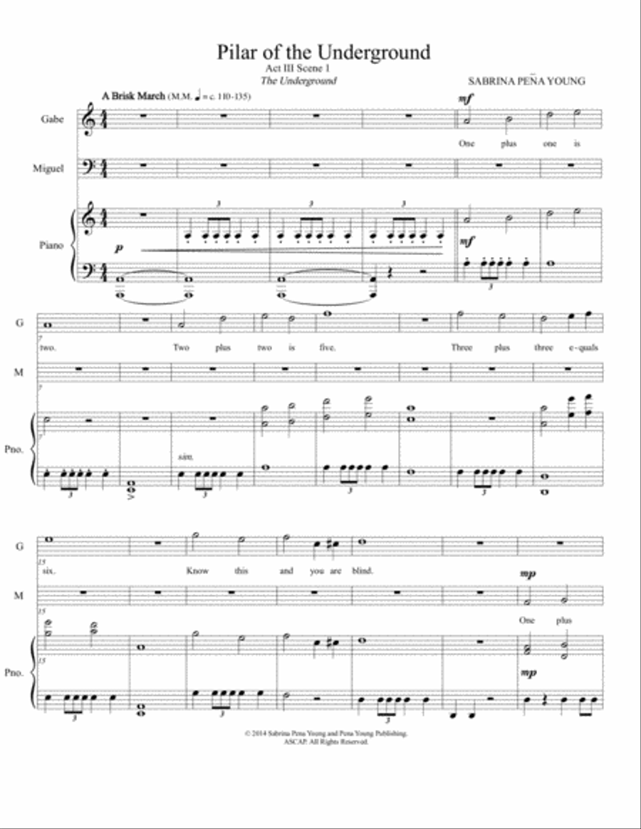 Pilar of the Underground for Voice and Piano from Libertaria Opera Piano Accompaniment scores gallery preview page 1