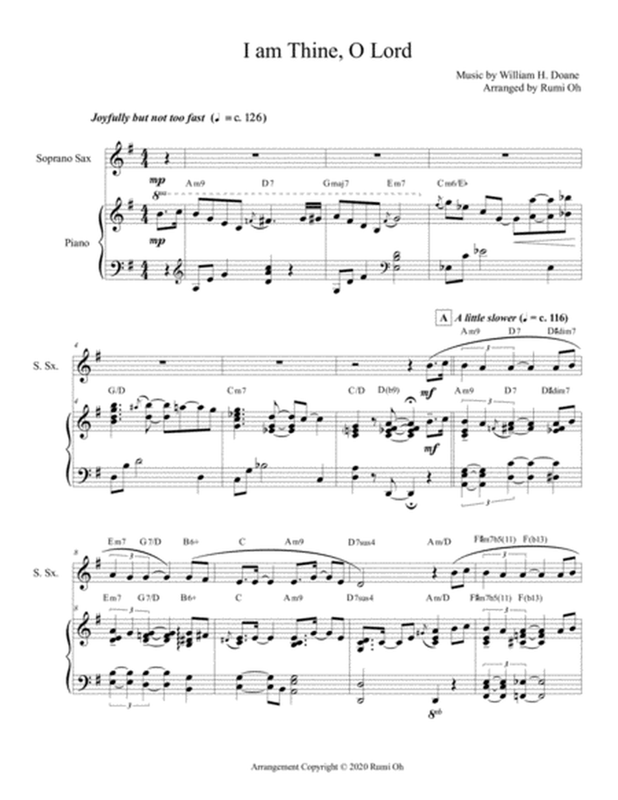 I AM THINE, O LORD (Hymn Arrangement for Piano and Sop. Saxophone) image number null