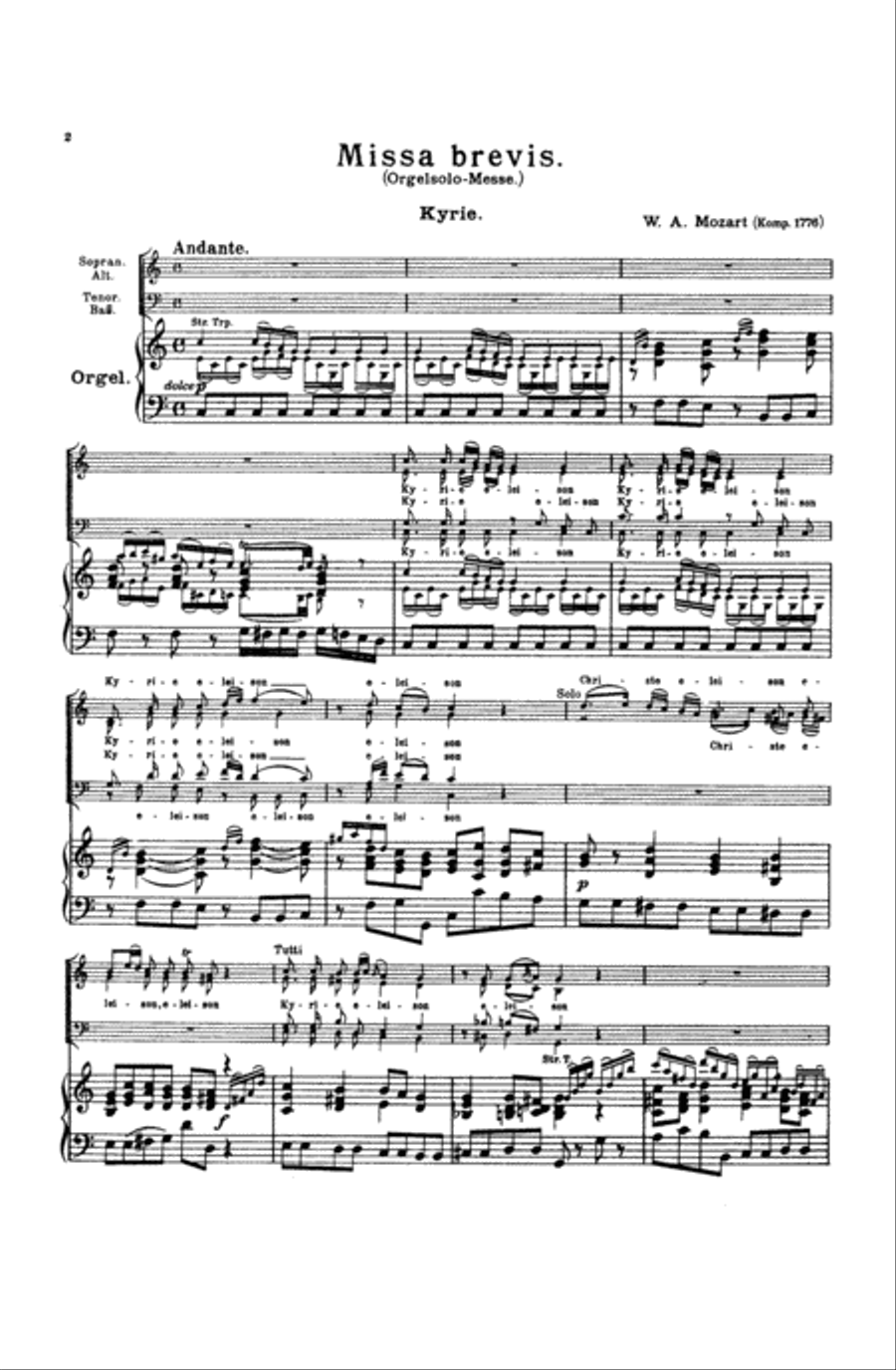 Missa Brevis in C Major, K. 259 4-Part scores gallery preview page 3