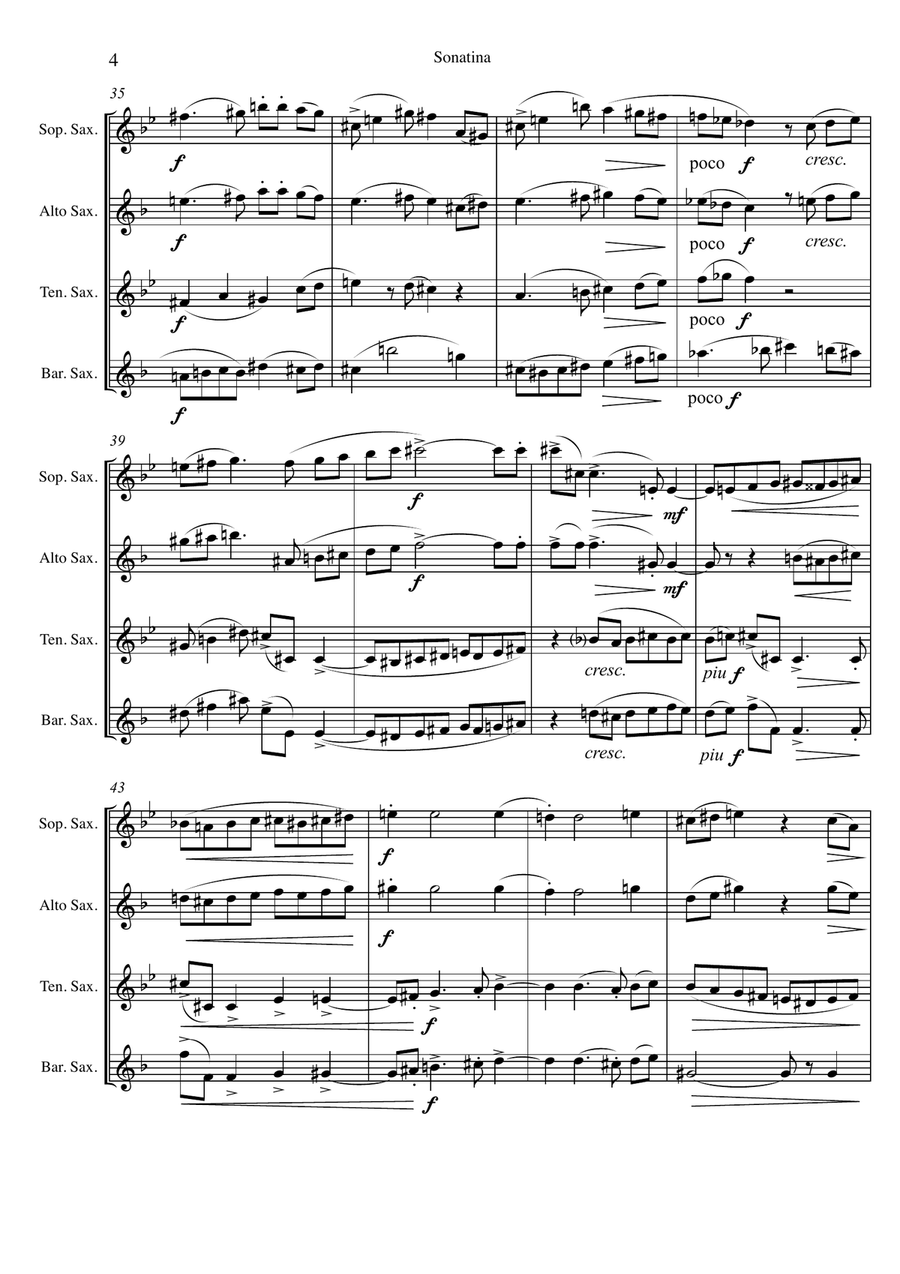 Sonatina for Saxophone Quartet Saxophone Quartet scores gallery preview page 4