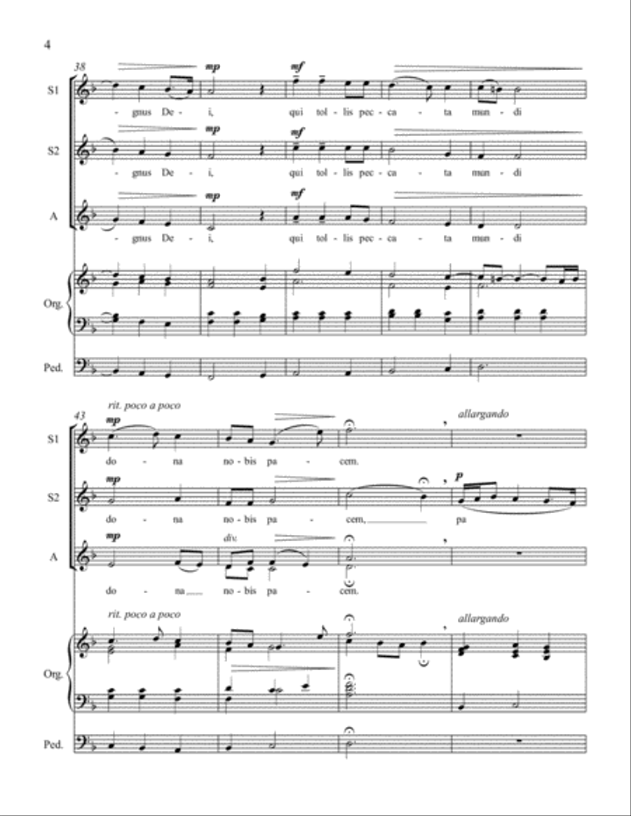 Agnus Dei for SSA Chorus, Violin Solo and Organ SSA scores gallery preview page 6