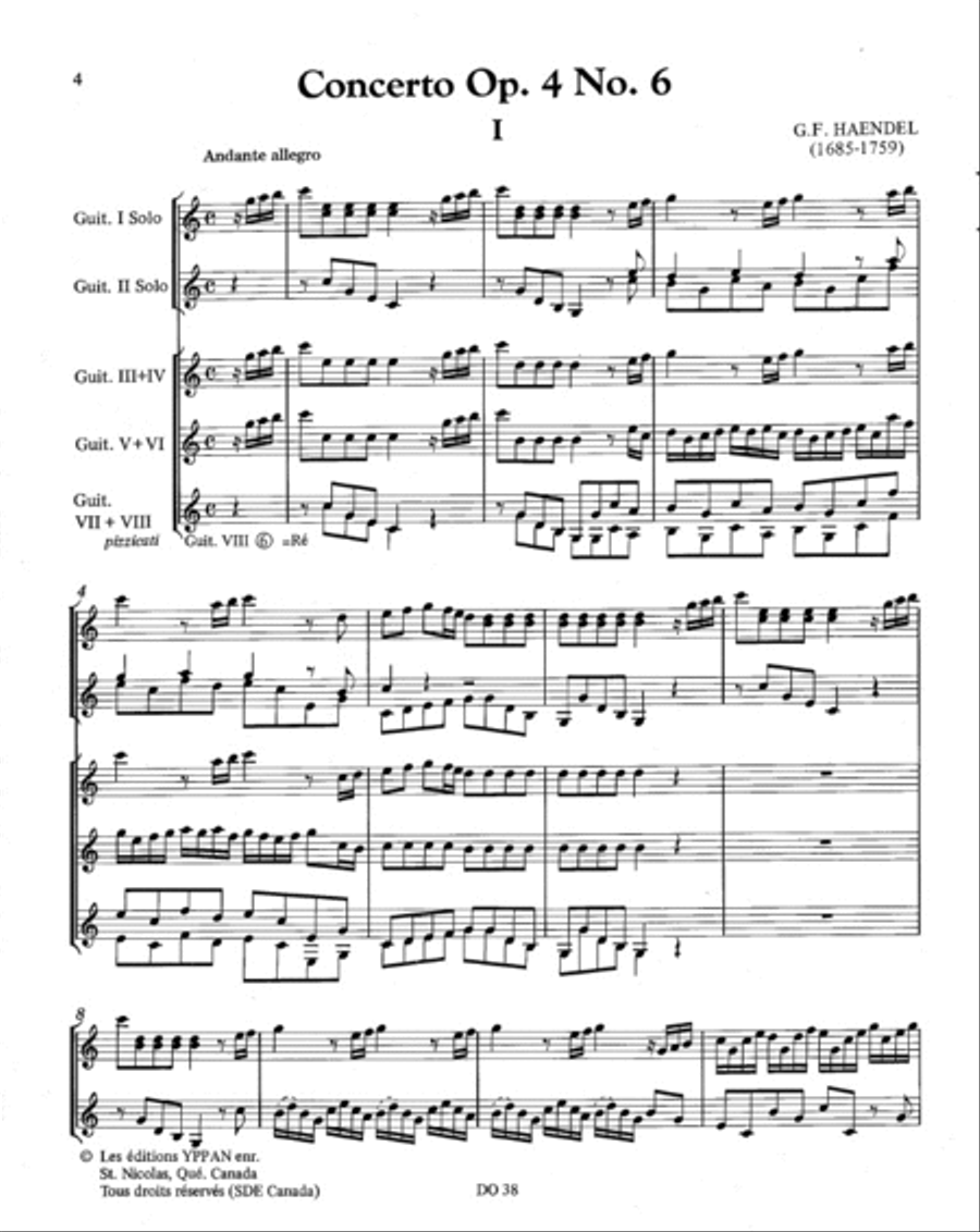 Concerto grosso op. 4, no. 6 (5 guit.) Guitar Ensemble scores gallery preview page 2