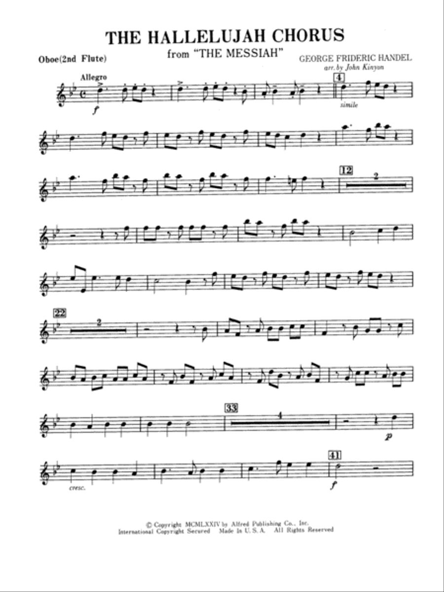 Hallelujah Chorus: Oboe Concert Band scores gallery preview page 1