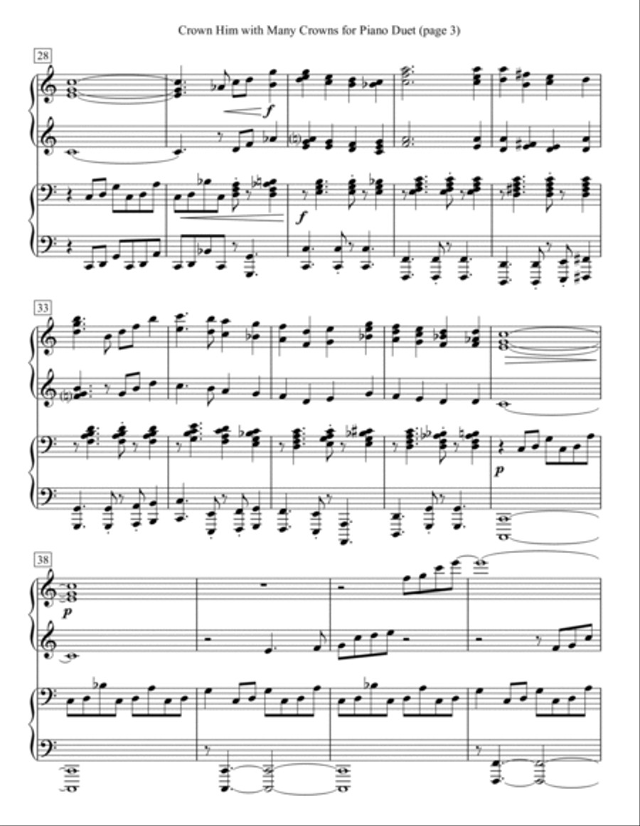 Crown Him with Many Crowns for Piano Duet 1 Piano, 4-Hands scores gallery preview page 3