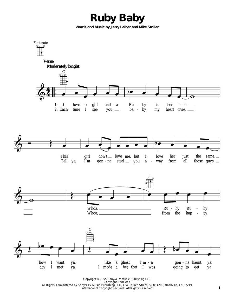 Ruby Baby Ruby Baby Ukulele scores gallery preview page 1