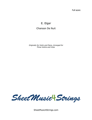 Book cover for Elgar, E. - Chanson de Nuit, Arranged for Three Violins and Viola