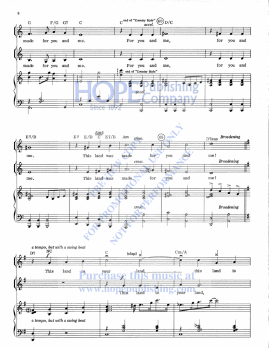 My Country My Country Unison Choir scores gallery preview page 9