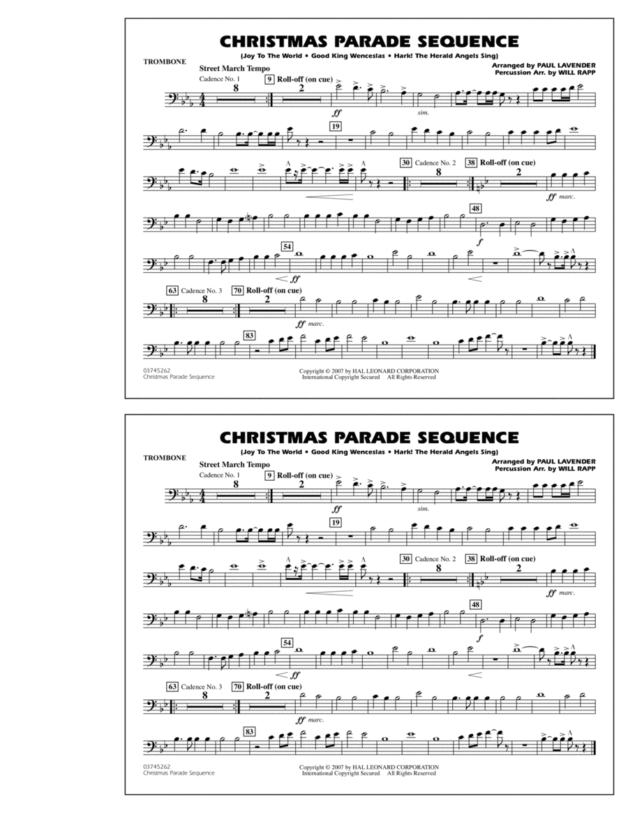Christmas Parade Sequence - Trombone Marching Band scores gallery preview page 1
