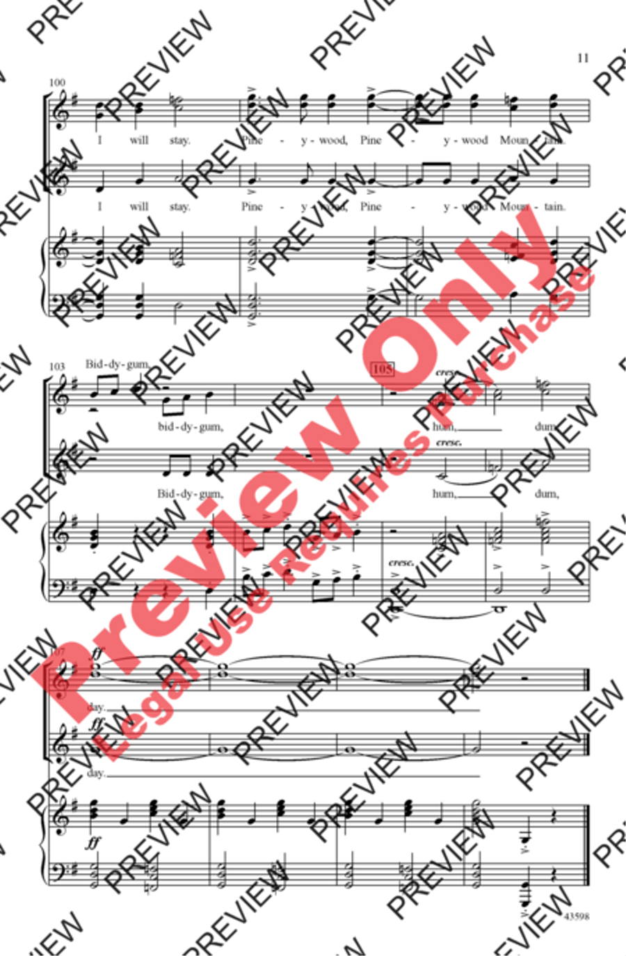 Pineywood Mountain Pineywood Mountain Women's Choir scores gallery preview page 11