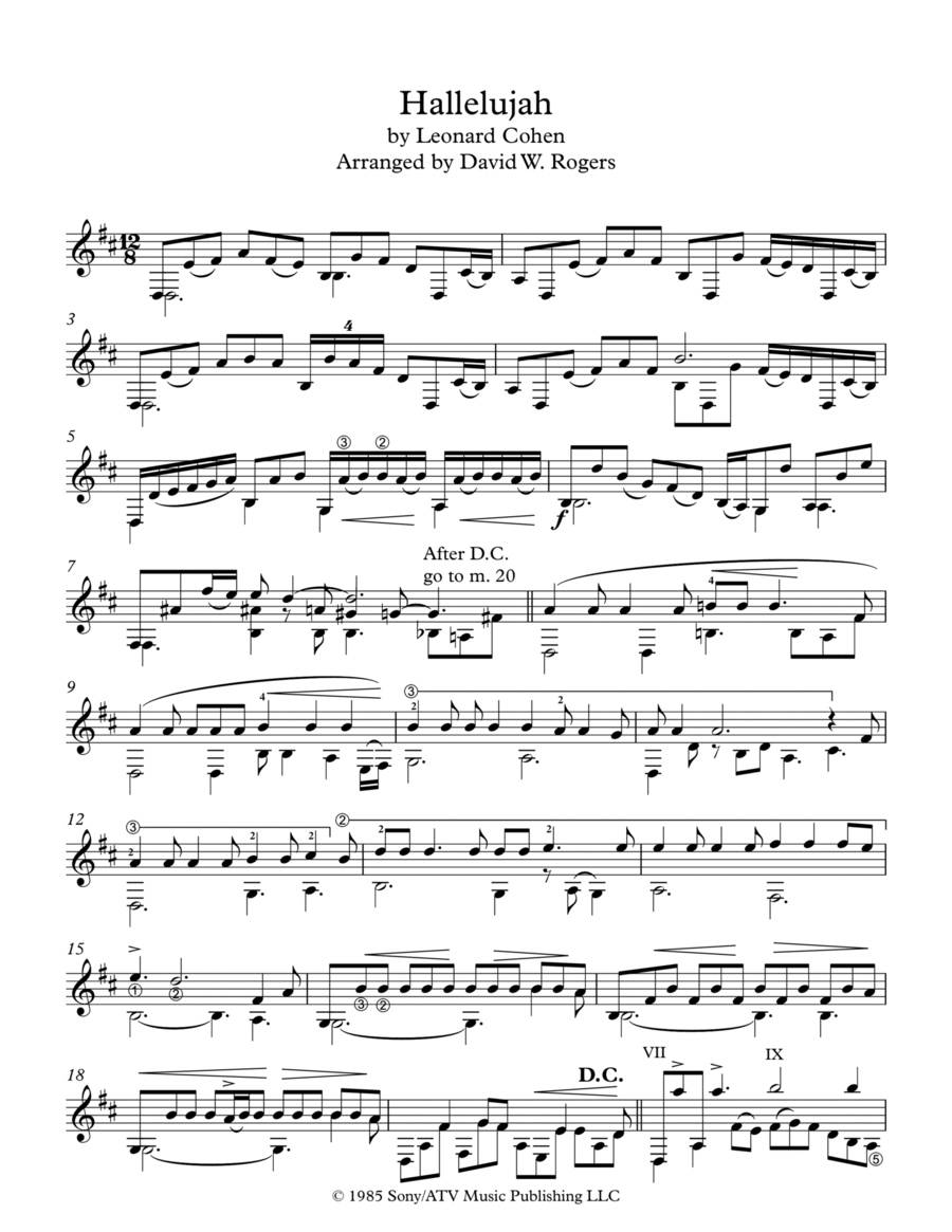 Hallelujah Hallelujah Guitar Solo scores gallery preview page 1