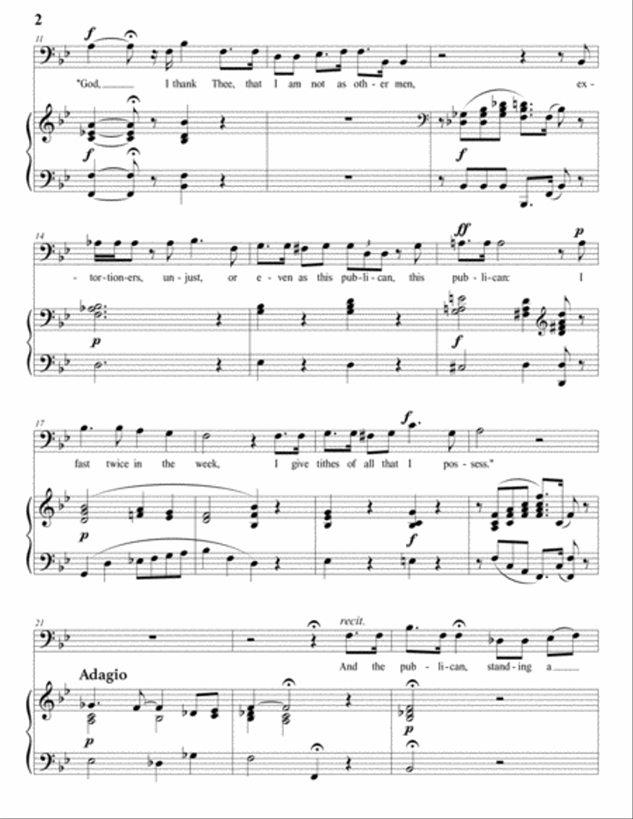 VAN DE WATER: The Publican (transposed to B-flat major, bass clef) Voice scores gallery preview page 3