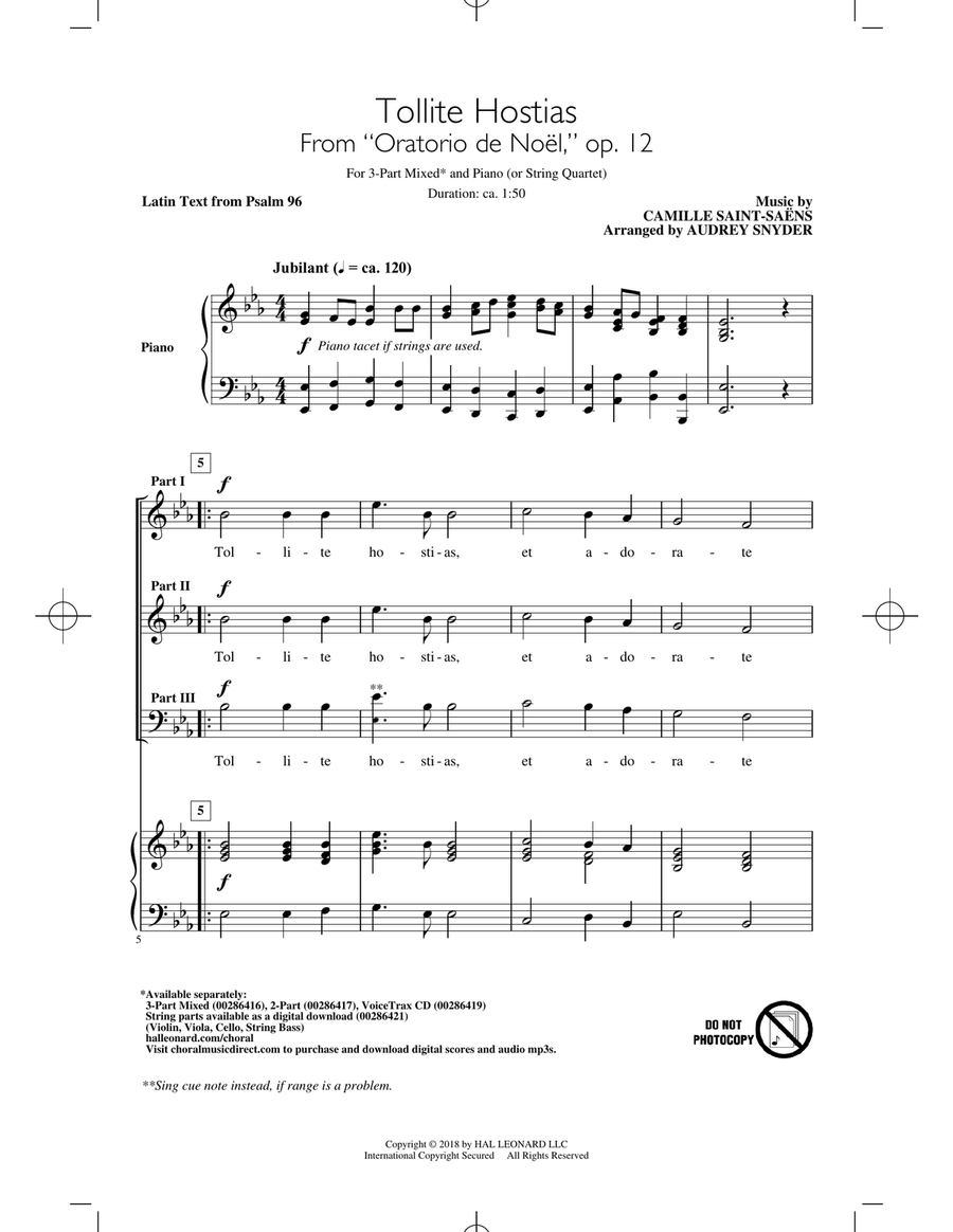 Tollite Hostias (arr. Audrey Snyder) 3-Part scores gallery preview page 1