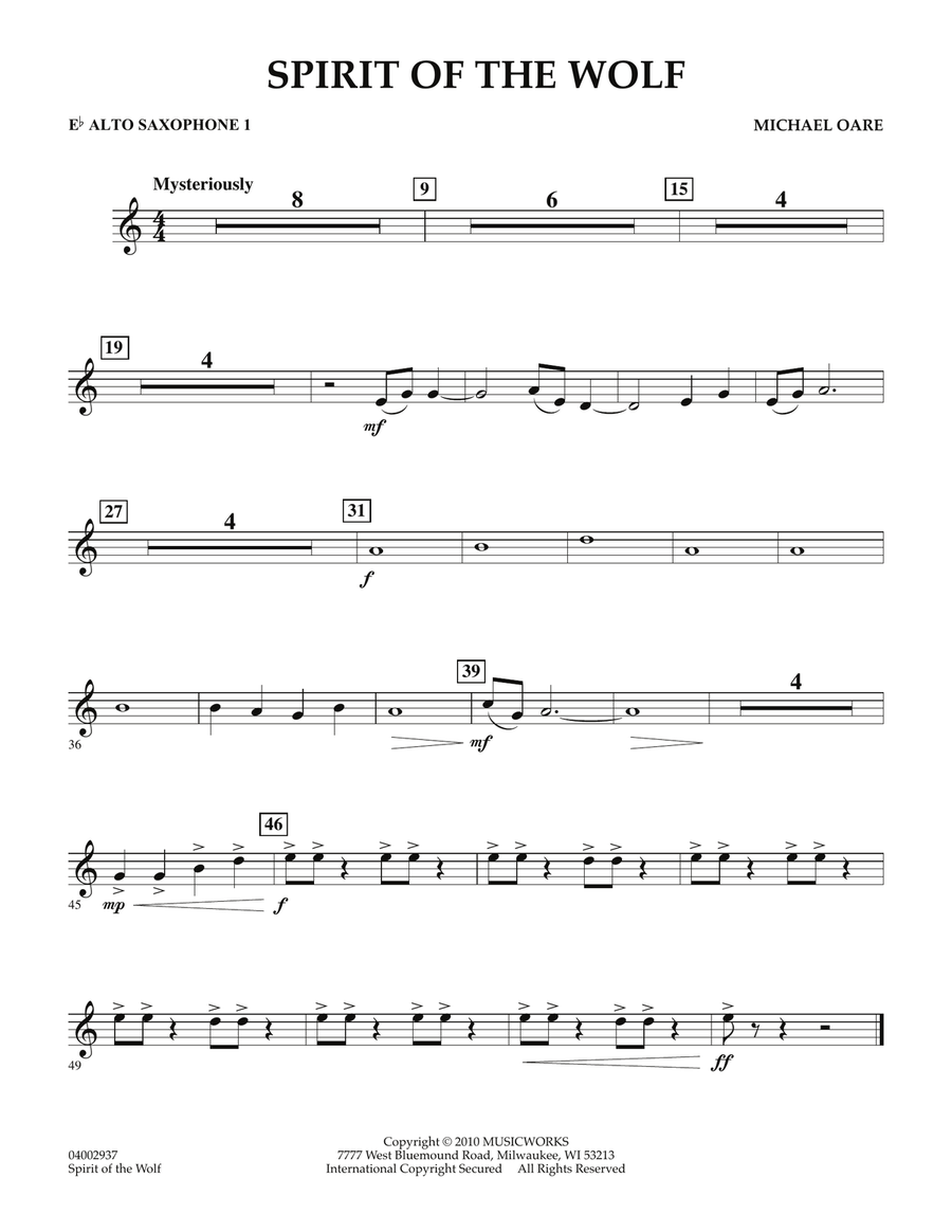 Spirit Of The Wolf - Eb Alto Saxophone 1 Concert Band scores gallery preview page 1