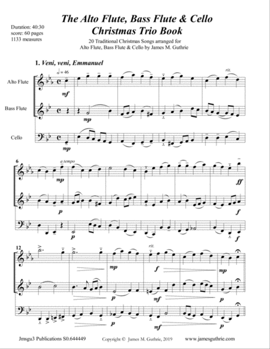 The Alto Flute, Bass Flute & Cello Christmas Trio Book Flute scores gallery preview page 2