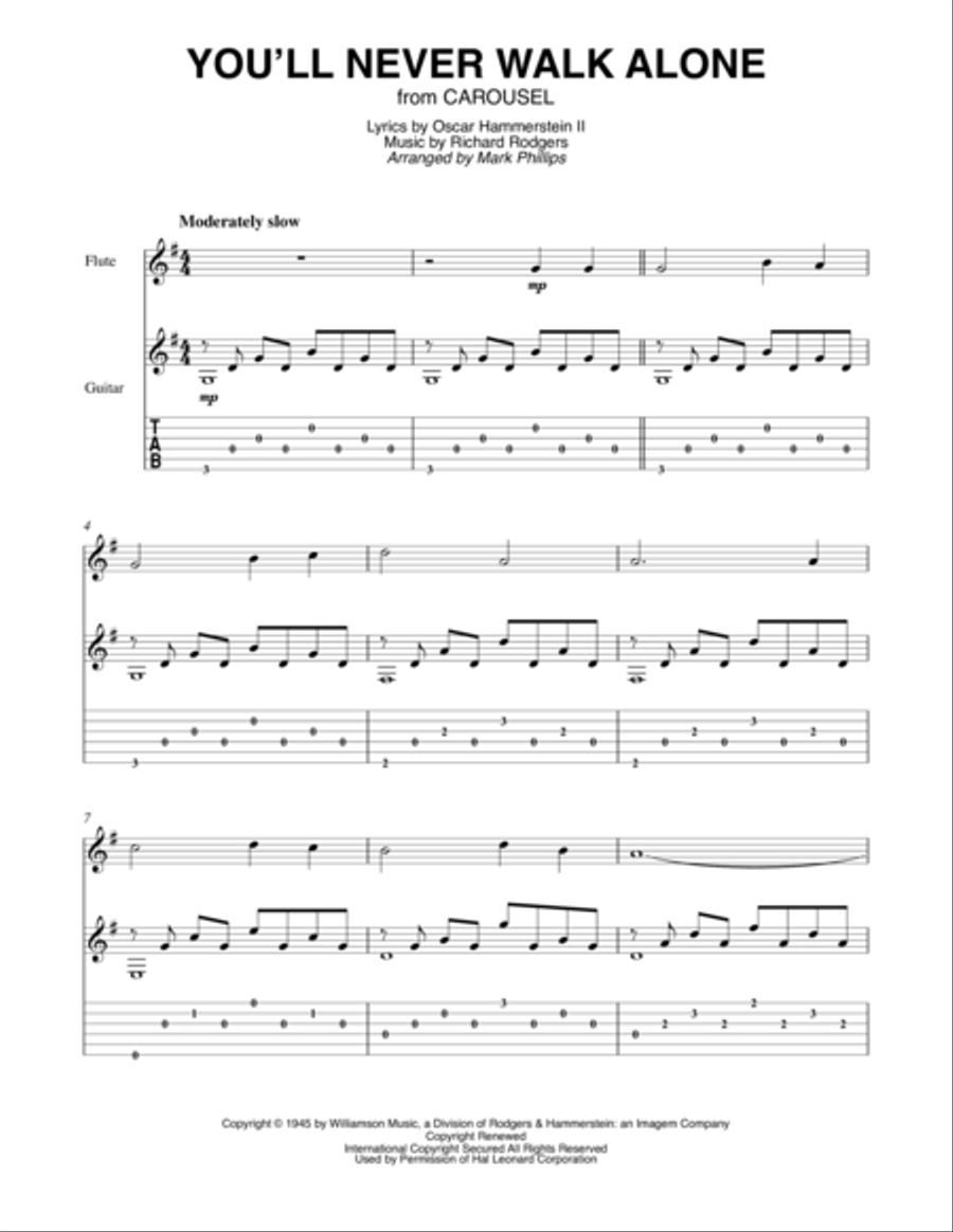 You'll Never Walk Alone Flute scores gallery preview page 1