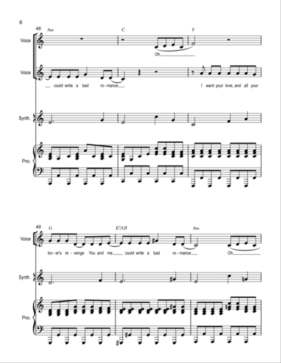 Bad Romance Voice scores gallery preview page 6