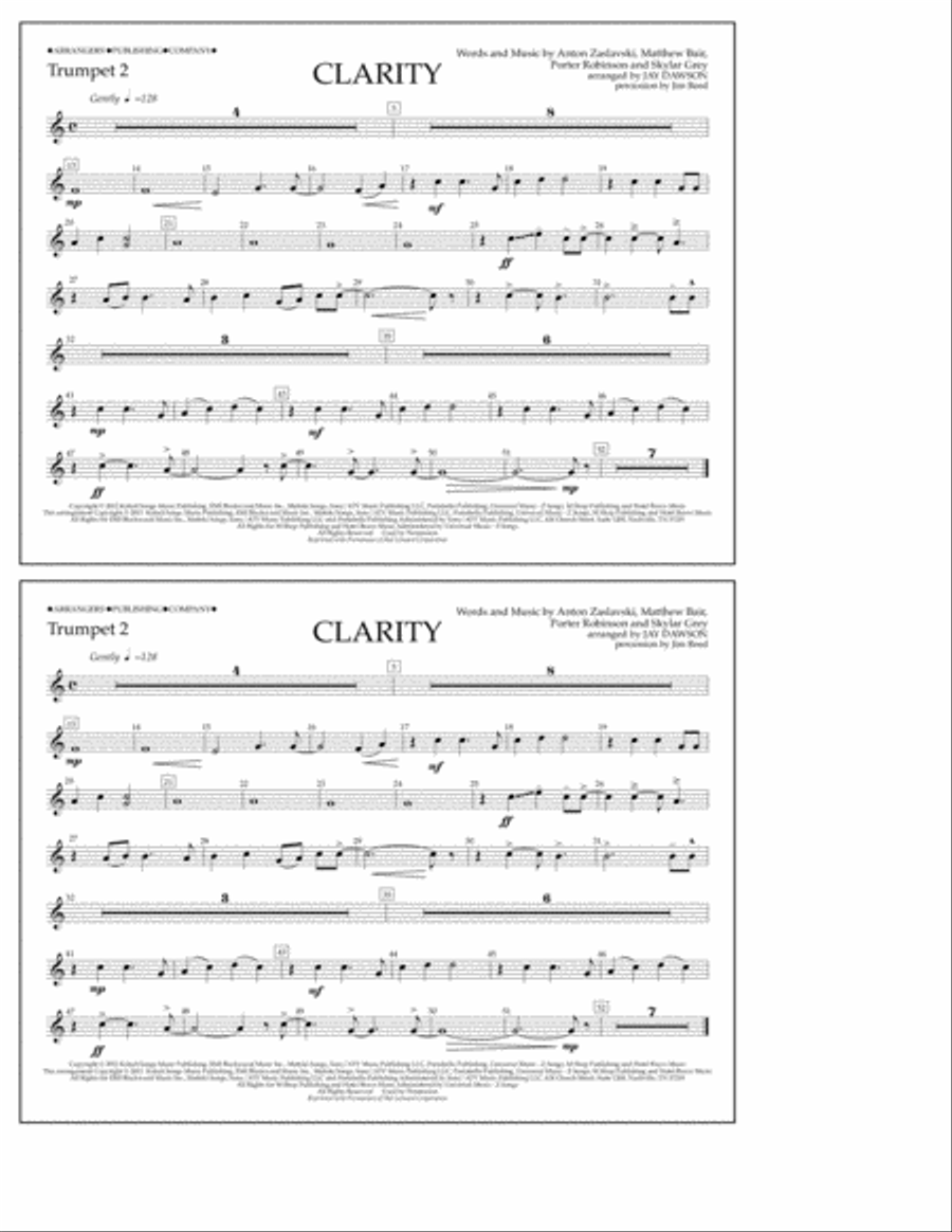 Clarity - Trumpet 2 Marching Band scores gallery preview page 1