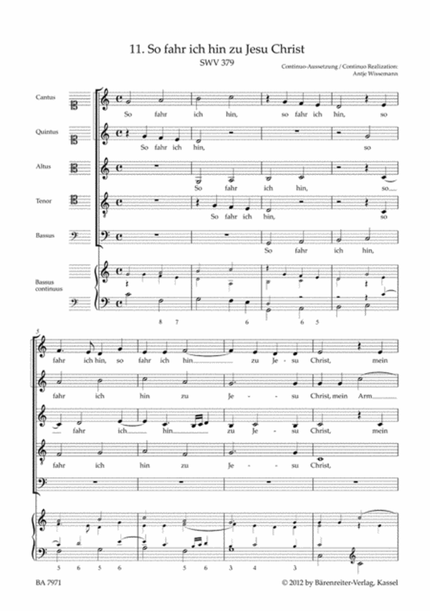 So fahr ich hin zu Jesu Christ SWV 379 (No. 11 from "Geistliche Chor-Music" (1648))