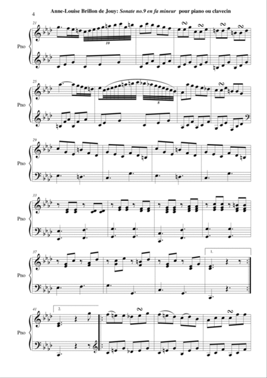 Anne-Louise Brillon de Jouy: Sonata no. 9 in f minor for piano or harpsichord Harpsichord scores gallery preview page 4