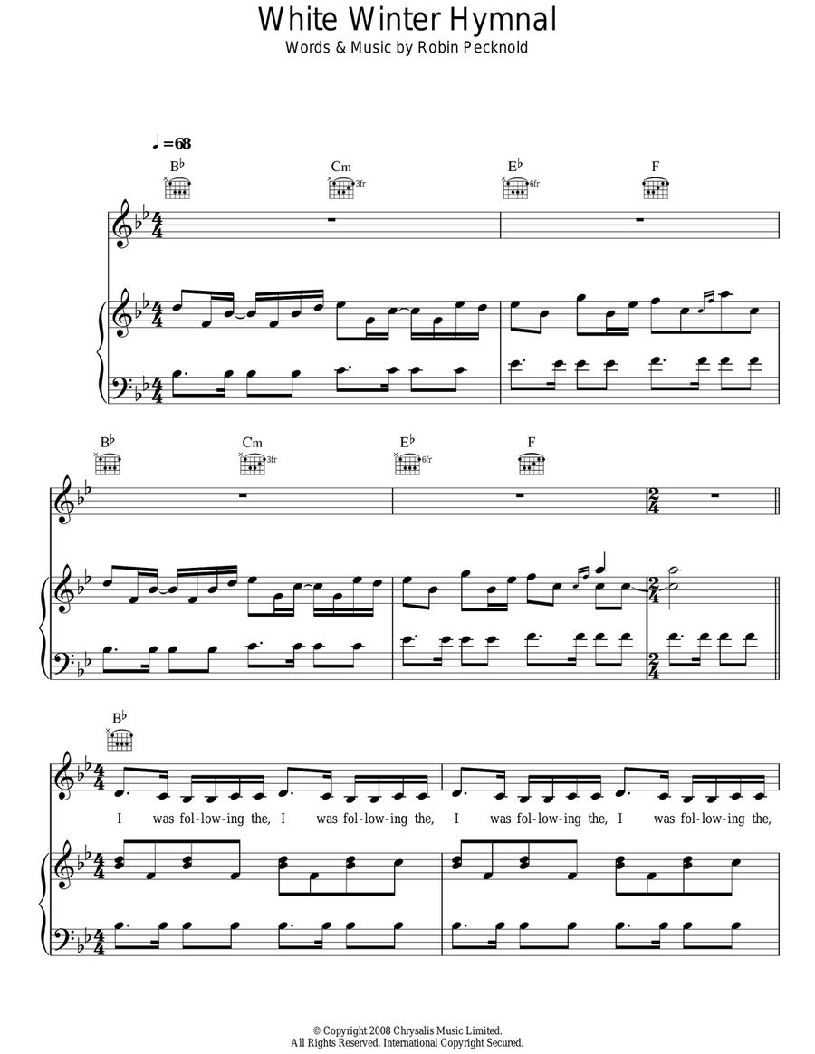 White Winter Hymnal Acoustic Guitar scores gallery preview page 1