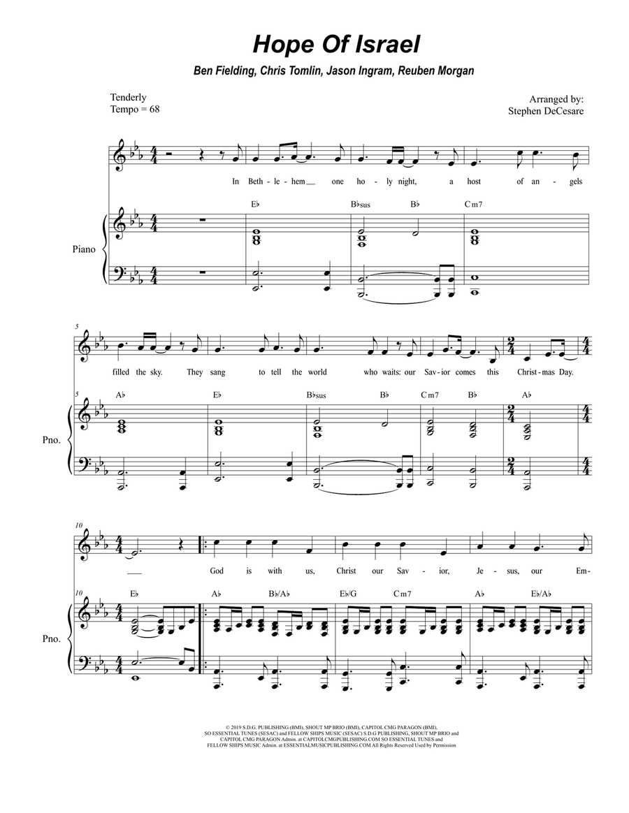 Hope Of Israel Unison Choir scores gallery preview page 1