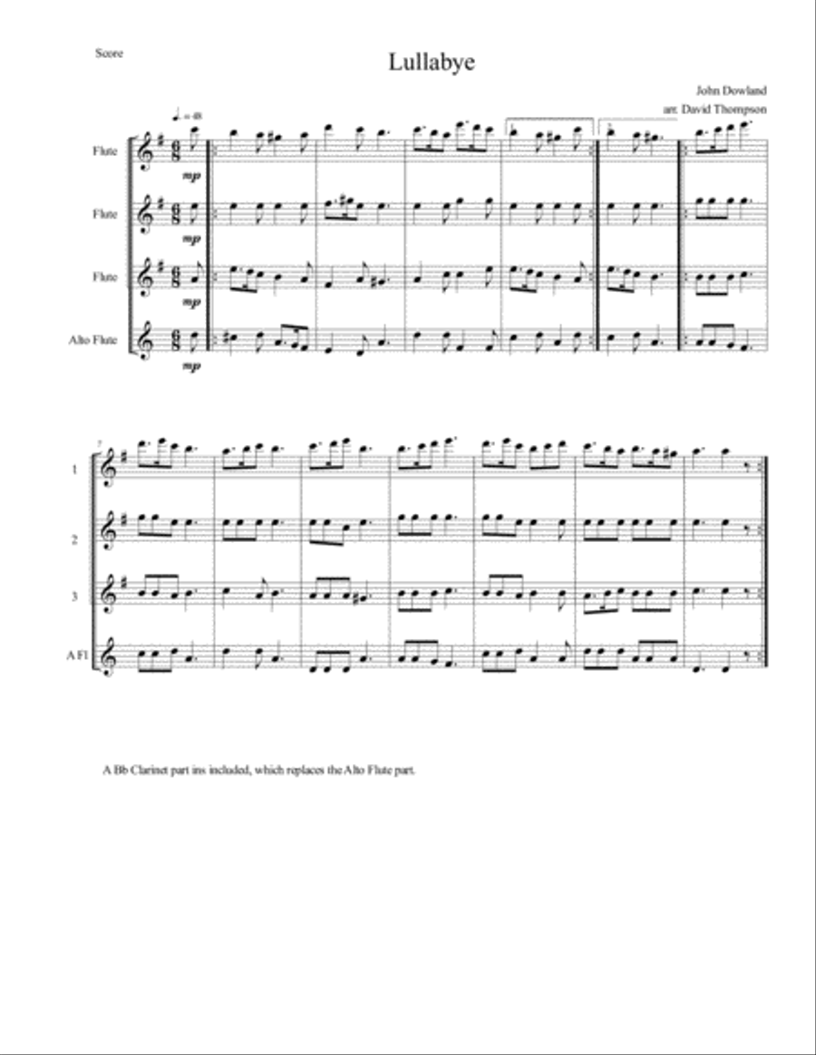 Lullabye Woodwind Quartet scores gallery preview page 2