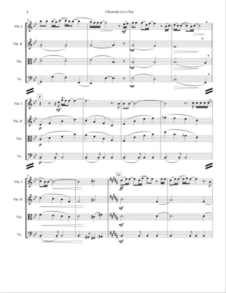 I Honestly Love You I Honestly Love You String Quartet scores gallery preview page 4