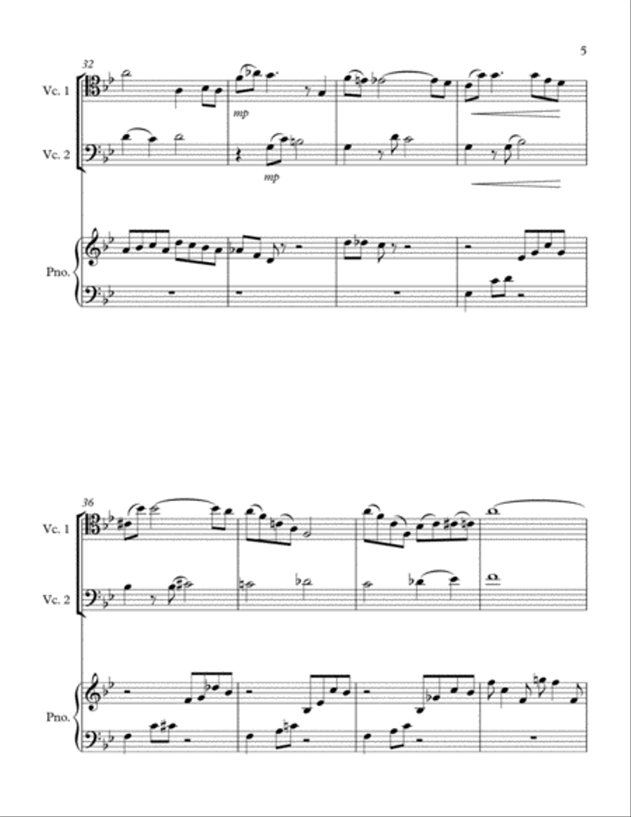 Lament in B Flat for Two Cellos and Piano String Duet scores gallery preview page 5