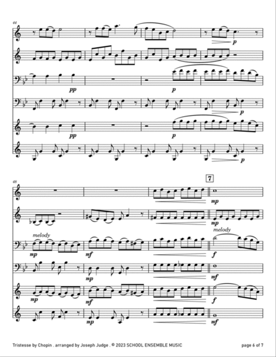 Tristesse by Chopin for Brass Quartet in Schools Brass Quartet scores gallery preview page 6